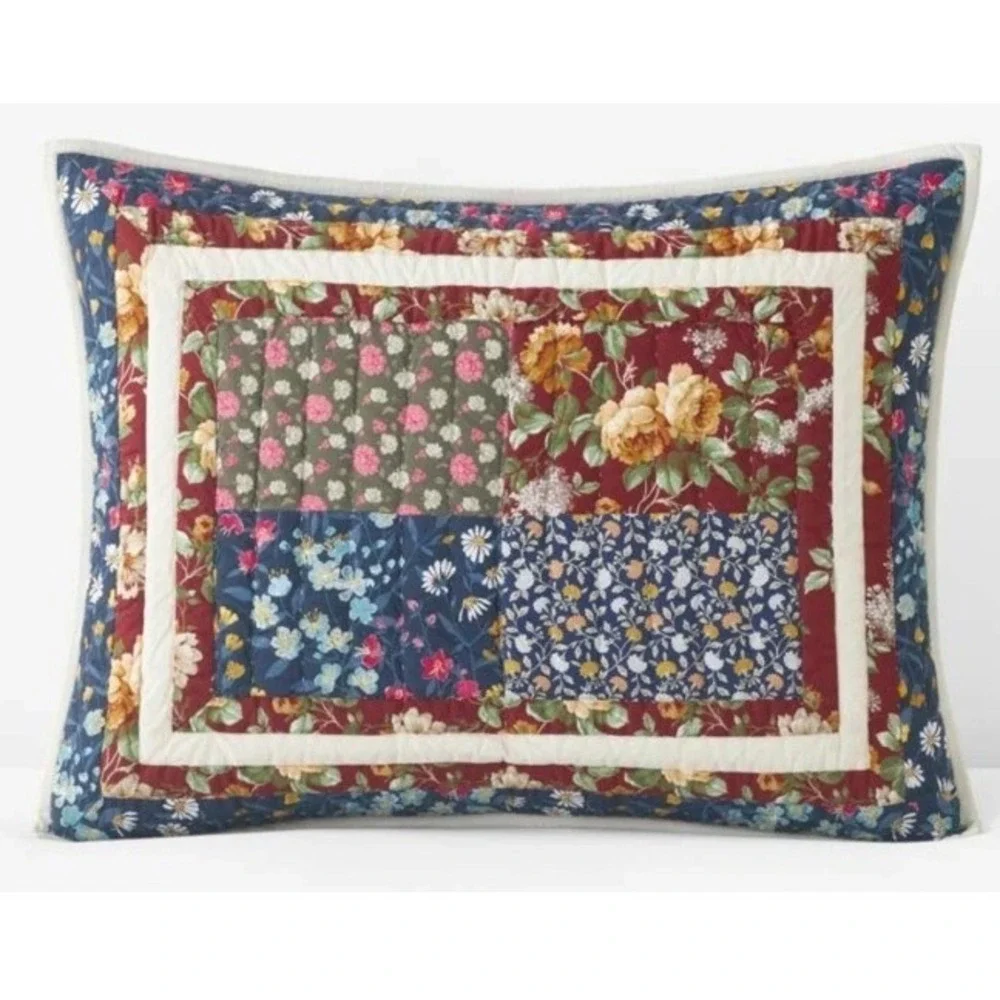 Company Store Aahana Patchwork Quilted Sham - Navy, Standard